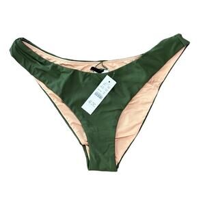 J. crew curved waist high leg cut cheeky bikini bottom safari green size medium